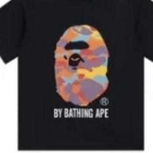 Large Ape Head Multi-color Black Tee